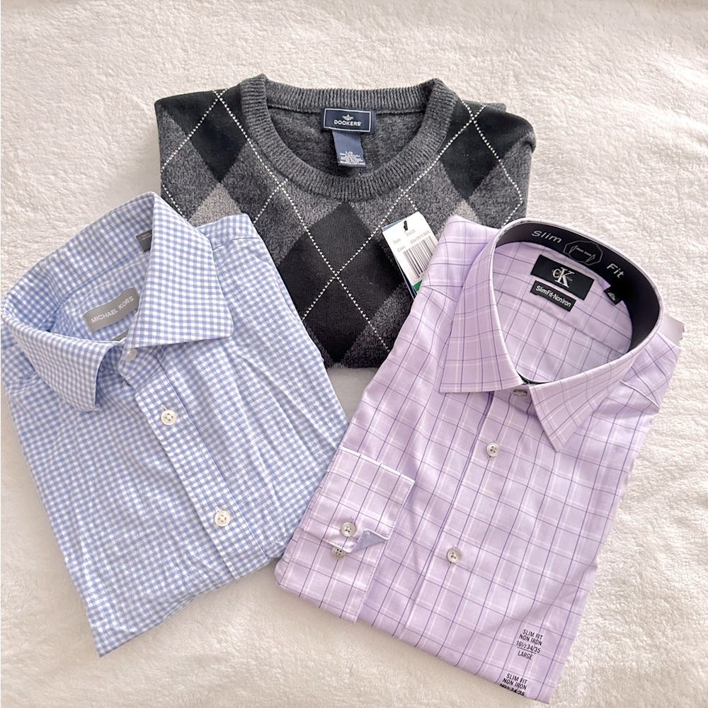 CK & MK Dress Shirts and Dockers Sweater